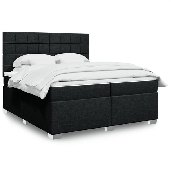 vidaXL Cama box spring con colch&oacute;n tela negro 200x200 cm