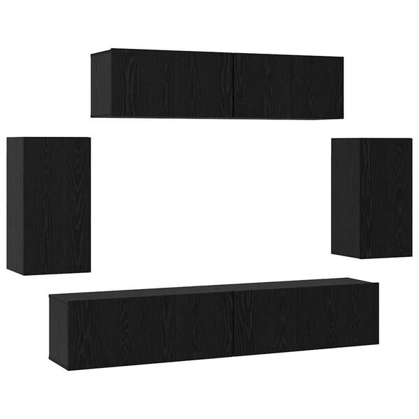 vidaXL Conjunto de mueble de TV 6 pcs Roble Negro Madera contrachapada