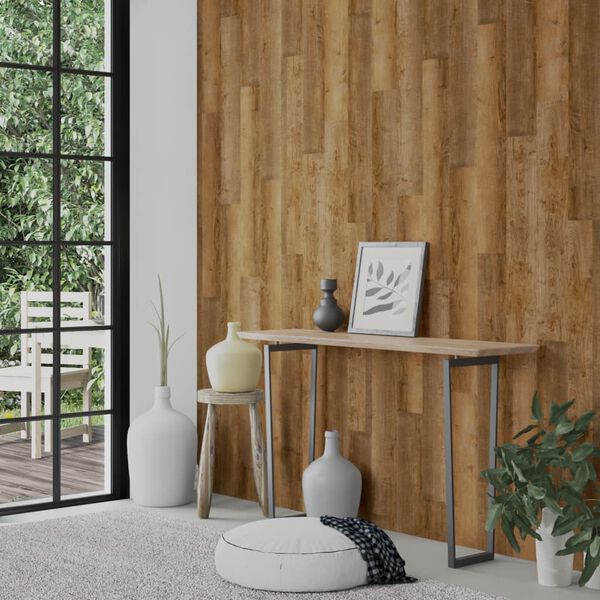 vidaXL Paneles de pared con aspecto de madera PVC marrón 2,06 m²