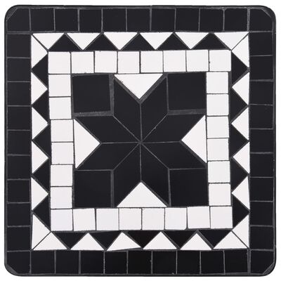 vidaXL Mesa auxiliar de mosaico cerámica negro y blanco