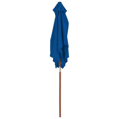 vidaXL Sombrilla de jardín con palo de madera azul 150x200 cm