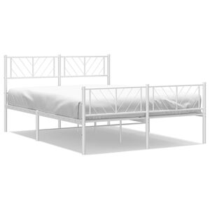 vidaXL Estructura cama sin colch&oacute;n con estribo metal blanco 160x200 cm