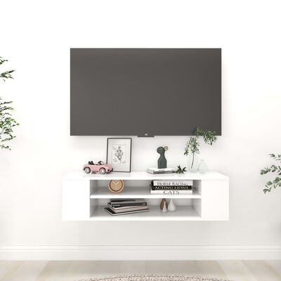 vidaXL Mueble de TV colgante madera contrachapada blanco 100x30x26,5cm