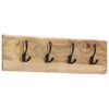 vidaXL Perchero de pared con 4 ganchos madera maciza de mango