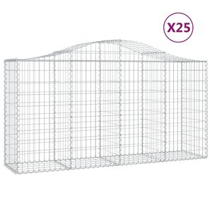 vidaXL Cestas de gaviones 25 uds forma de arco hierro 200x50x100/120cm