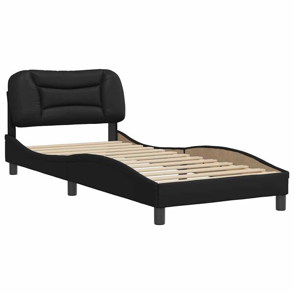 vidaXL Estructura de cama sin colch&oacute;n Hvar cuero sint&eacute;tico negro 90x200 cm