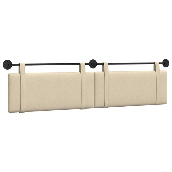 vidaXL Cabecera Colgante Liso Crema 210 x 55 x 5 cm tela