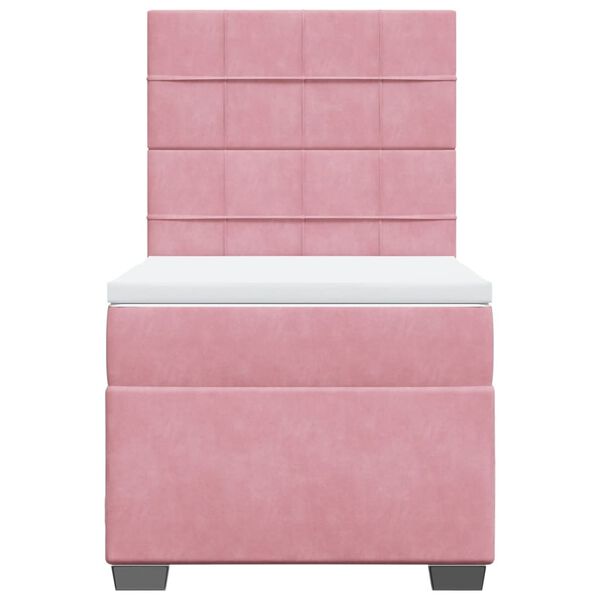 vidaXL Cama box spring con colch&oacute;n terciopelo rosa 80x200 cm