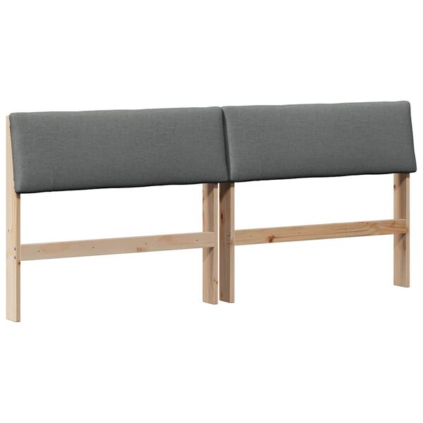 vidaXL Cabecero tapizado Gris oscuro 180 cm Madera de pino macizo