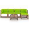 vidaXL Juego de muebles de jard&iacute;n 6 piezas con cojines verde lima