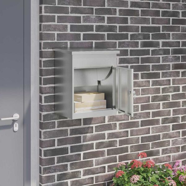 vidaXL Caja de entrega de paquetes con puerta Negro 47.5 x 38 x 59 cm