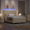 vidaXL Cama tipo Box Spring con tiras LED Crema 160 x 200 cm tela