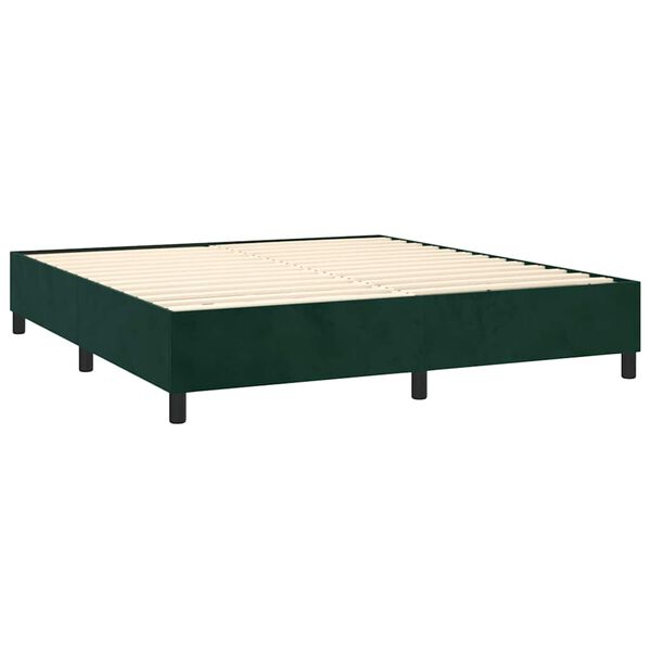 vidaXL Cama box spring con colch&oacute;n terciopelo verde oscuro 180x200 cm
