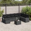 vidaXL Conjunto de sofá de jardín con cojín 9 pcs Negro Poliratán