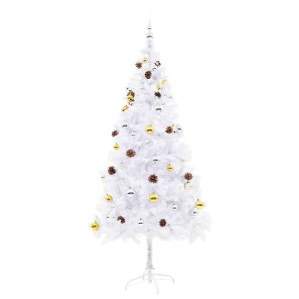 vidaXL &Aacute;rbol de Navidad preiluminado con luces y bolas blanco 180 cm