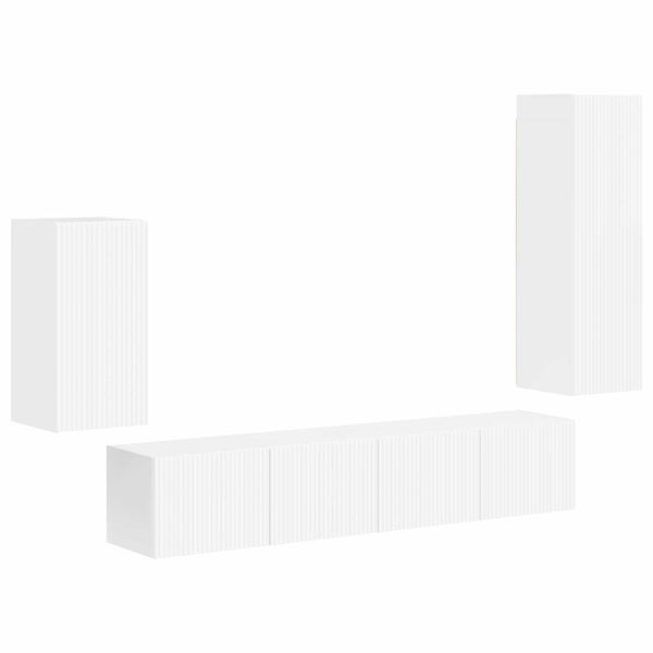 vidaXL Conjunto de mueble de TV 4 pcs brillante Madera de ingenier&iacute;a
