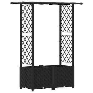 vidaXL Cama elevada con trellis y techo Negro 124,5 x 40 x 136 cm PP