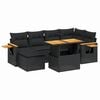 vidaXL Set de comedor de jard&iacute;n 7 pzas y cojines rat&aacute;n sint&eacute;tico negro