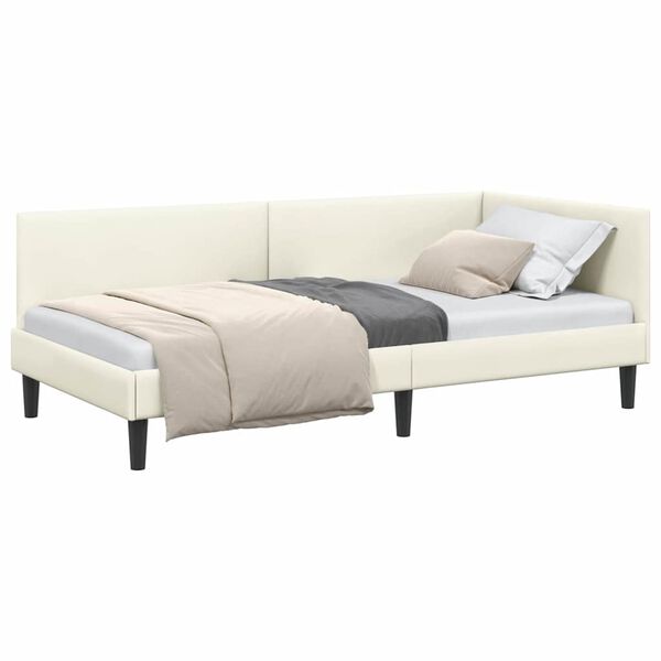 vidaXL Estructura de cama en esquina Crema 100 cm x 200 cm Terciopelo