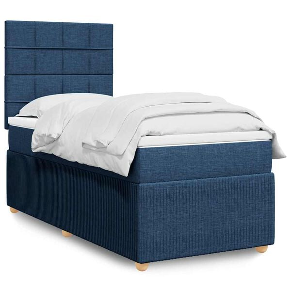 vidaXL Cama box spring con colch&oacute;n tela azul 80x200 cm