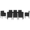 vidaXL Conjunto de Comedor de Jard&iacute;n 9 pcs Negro rat&aacute;n sint&eacute;tico