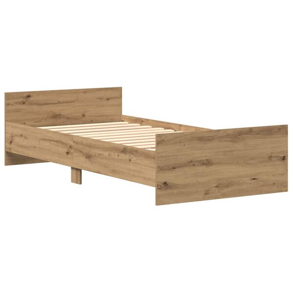 vidaXL Estructura de cama sin colchón roble artesanal 75x190 cm