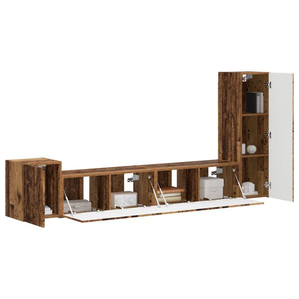vidaXL Conjunto de mueble de TV Montaje en la pared 3 pcs Madera vieja
