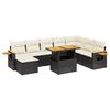 vidaXL Set de sof&aacute;s de jard&iacute;n 8 piezas y cojines rat&aacute;n sint&eacute;tico negro