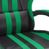 vidaXL Silla gaming giratoria y reposapi&eacute;s cuero sint&eacute;tico negro verde