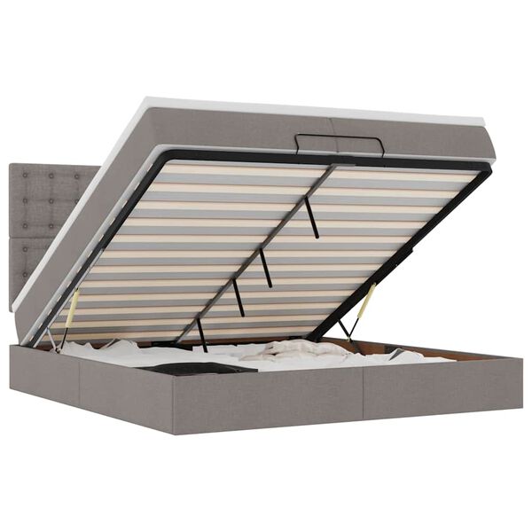 vidaXL Estructura de cama otomana con colchones tela topo 200x200cm