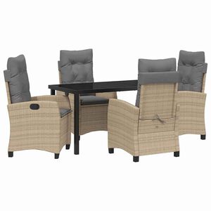 vidaXL Conjunto de Comedor de Jard&iacute;n 5 pcs Beige rat&aacute;n sint&eacute;tico