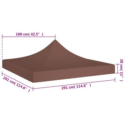 vidaXL Techo de carpa para celebraciones marrón 3x3 m 270 g/m²