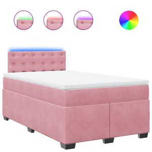 vidaXL Cama box spring con colch&oacute;n terciopelo rosa 120x190 cm