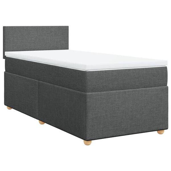 vidaXL Cama box spring con colchón tela gris oscuro 90x190 cm