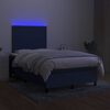 vidaXL Cama box spring con colch&oacute;n y LED tela azul 120x200 cm