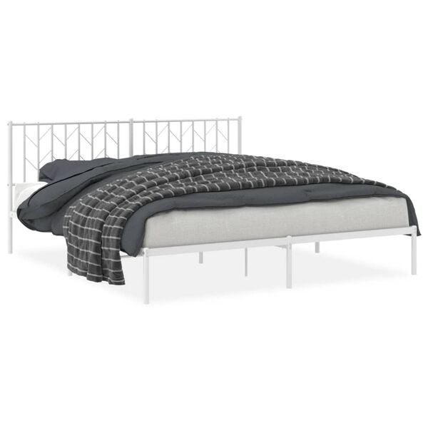 vidaXL Estructura cama sin colch&oacute;n con cabecero metal blanco 183x213cm