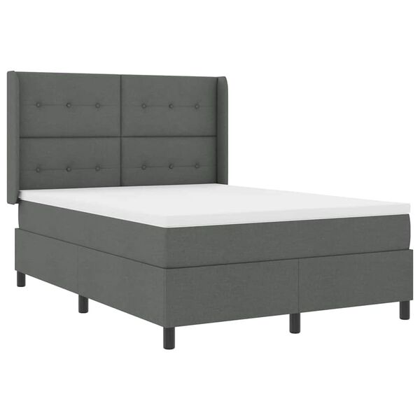 vidaXL Cama tipo Box Spring con colch&oacute;n Gris oscuro 200 x 140 cm tela