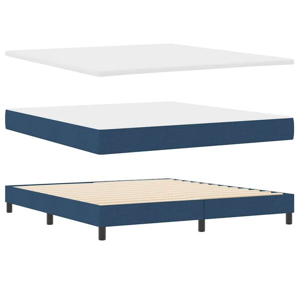 vidaXL Cama tipo Box Spring con colch&oacute;n Azul 200 x 180 cm Poli&eacute;ster