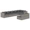 vidaXL Set de muebles de jard&iacute;n 8 pzas y cojines rat&aacute;n sint&eacute;tico gris