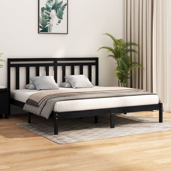vidaXL Estructura de cama de madera maciza de pino negra 200x200 cm