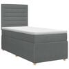 vidaXL Cama box spring con colch&oacute;n Gris oscuro Individual Tela