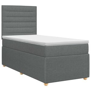 vidaXL Cama box spring con colch&oacute;n Gris oscuro Individual Tela