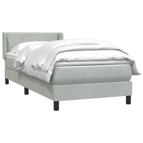 vidaXL Cama box spring con colch&oacute;n terciopelo gris claro 80x210 cm