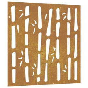 vidaXL Adorno de pared de jard&iacute;n acero corten dise&ntilde;o bamb&uacute; 55x55 cm