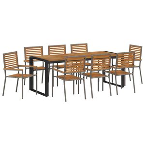 vidaXL Conjunto de Comedor de Jard&iacute;n 9 uds. Gris y marr&oacute;n