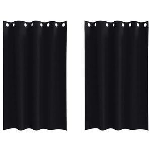 vidaXL Cortinas Opacas con Anillas 2 uds. Negro 175 x 140 cm Poli&eacute;ster