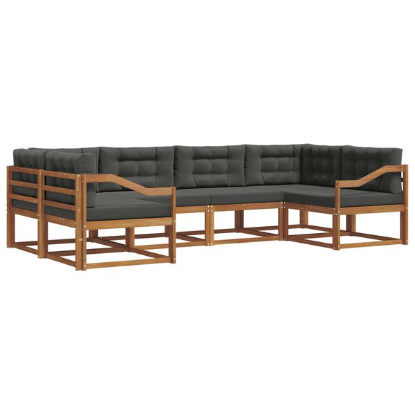 vidaXL Conjunto de sof&aacute;s de exterior 6 pcs Natural y Antracita