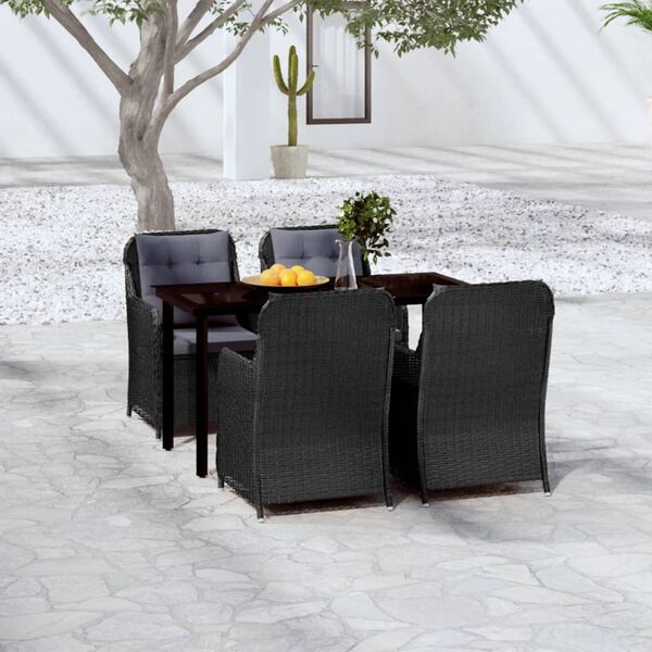 vidaXL Juego de comedor para jardín 5 piezas negro