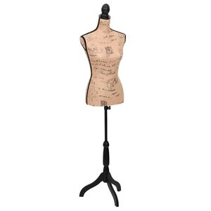 vidaXL Maniqu&iacute; de busto de mujer de yute marr&oacute;n y negro