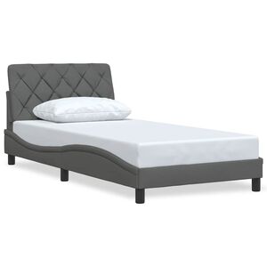 vidaXL Estructura de cama sin colch&oacute;n tela gris oscuro 90x200 cm